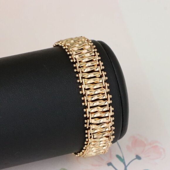 "Elegant Rose Gold Wide Link Bracelet in High Polish Finish, XPBL1121 - Picture 9 of 12